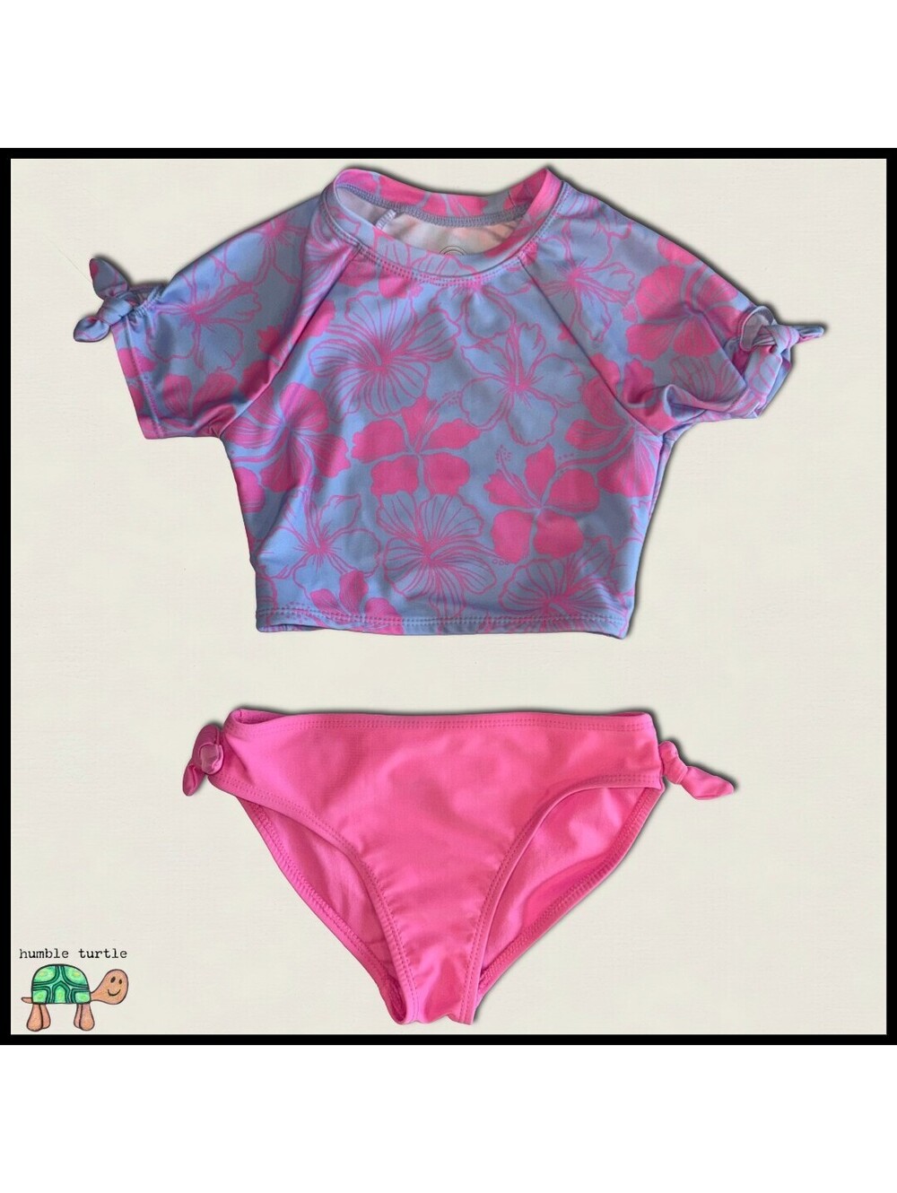 Wonder Nation Girls' 2-Piece Tankini Size M (8) Pink & Blue Floral Rash Top NWOT